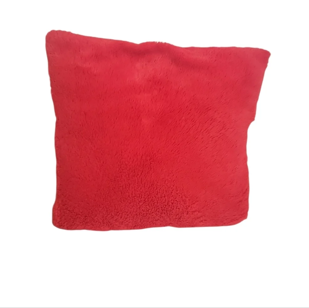 Red Plush Throw Pillow Soft Square Cushion